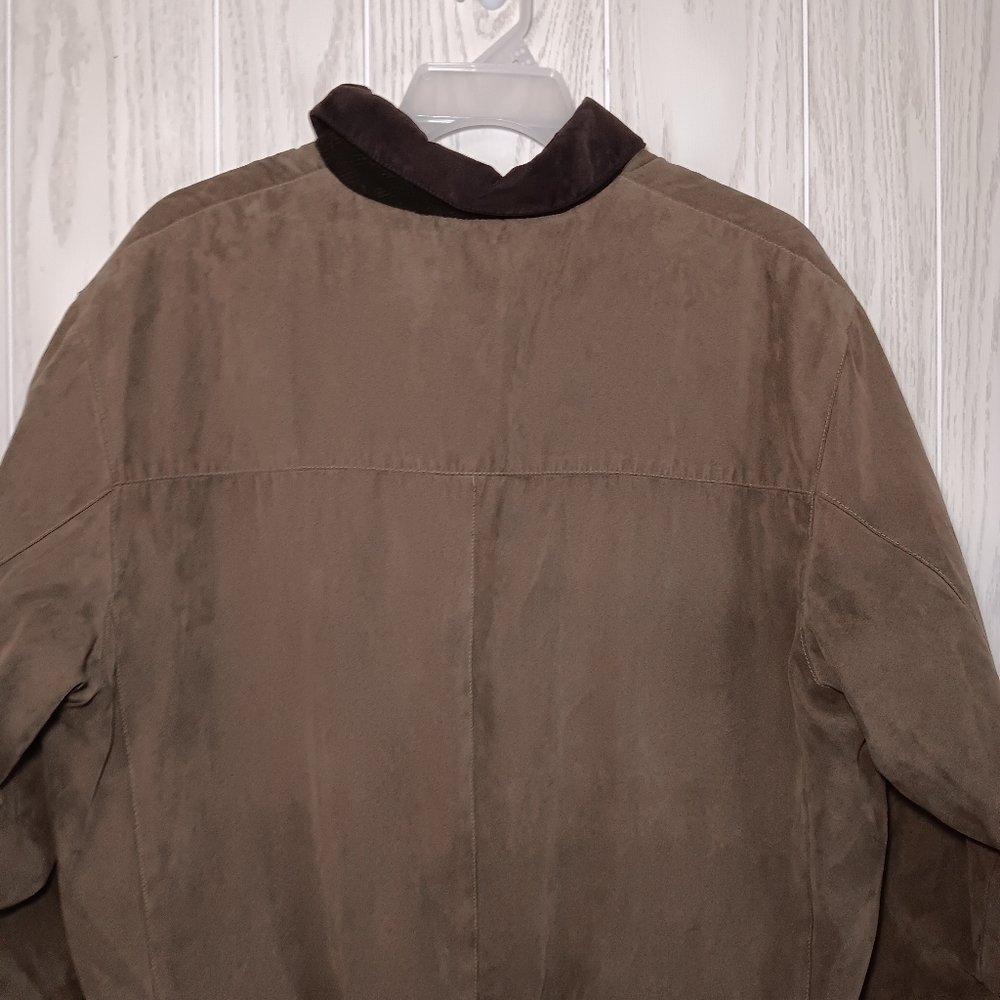 WeatherProof Large men's jacket brown faux suede zip buttons cuffs - Picture 5 of 12